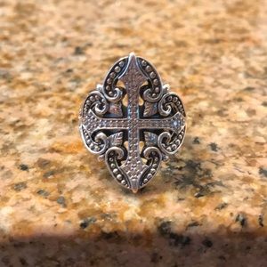 Scott Kay sterling silver cross ring with CZ